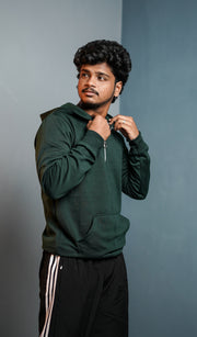 Men’s Full Sleeve Zipper Hoodie | Oversized Winter Hoodie for Men - Bottle Green